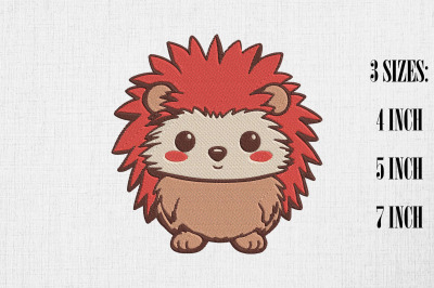Cute Kawaii Hedgehog Embroidery Design