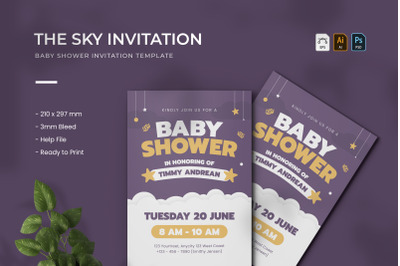 Sky Baby Shower - Invitation