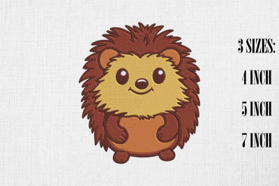 Kawaii Hedgehog Embroidery Design