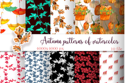 Autumn patterns of watercolor
