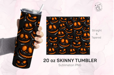 3D Inflated Puff Halloween Pumpkin Faces Tumbler Design
