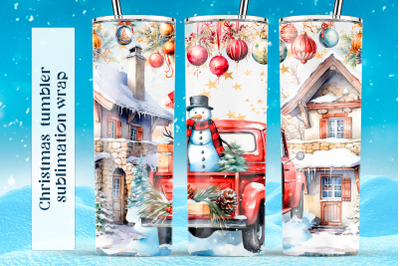 Winter tumbler wrap design Christmas snowman sublimation png