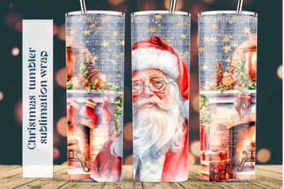 Santa tumbler wrap Christmas sublimation png Winter tumbler