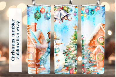 Winter tumbler wrap design Christmas truck sublimation png