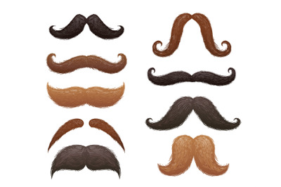 Different old fashioned mustaches. Vintage mustache shapes for hipster