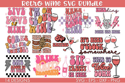 Retro Wine SVG Bundle PNG