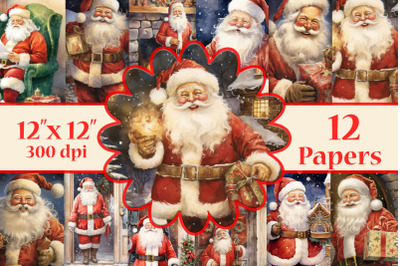 Santa Digital Papers,Christmas digital papers,Christmas backdrops