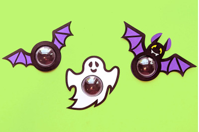Halloween Ghost and Bat Candy Dome Holder Trio | SVG | PNG | DXF | EPS