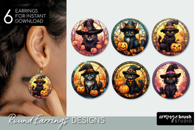 Halloween Cat Stained Glass Earrings - Sublimation Bundle