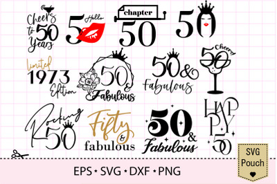 50 and fabulous SVG | Cake Topper Bundle