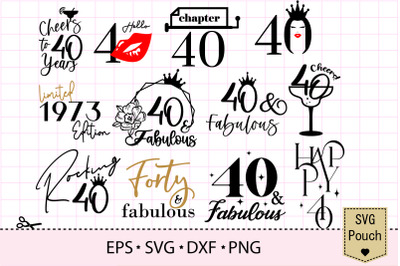 40 and fabulous SVG | Cake Topper svg | Birthday 40th Bundle