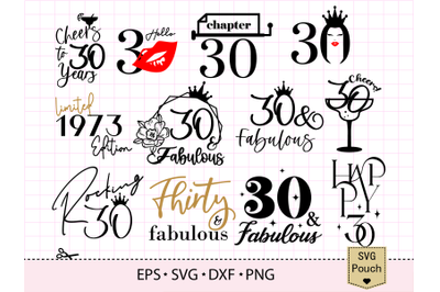 30 and fabulous SVG | Cake Topper Bundle