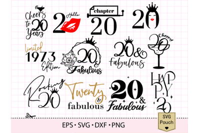20 and fabulous SVG | Cake Topper Bundle