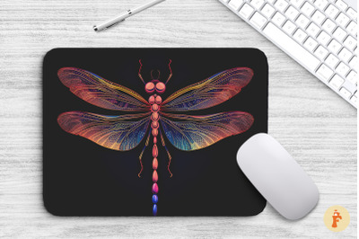 Mouse Pad Colorful Dragonfly At Night