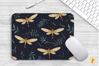 Mouse Pad Vintage Dragonfly Pattern