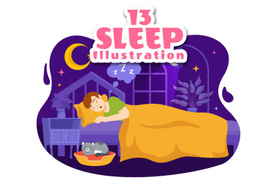 13 Sleep and Sweet Dreams Vector Illustration