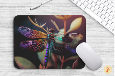 Mouse Pad Dragonfly Sitting On Flower