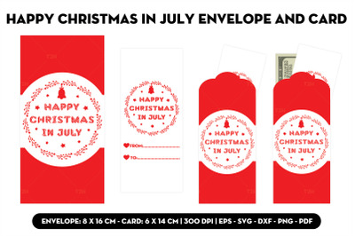 Happy Christmas in July envelope and card