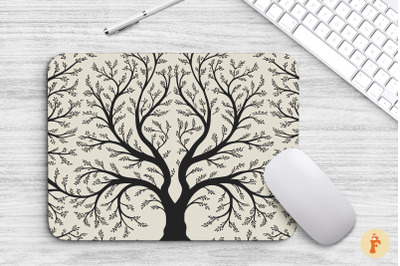 Mouse Pad Black And Ivory Tree Of Life