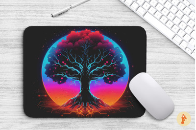 Mouse Pad Tree Of Life Cyberpunk Style