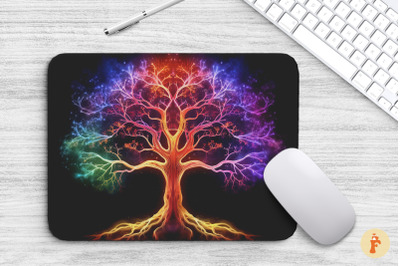 Mouse Pad Vivid Colorful Tree Of Life