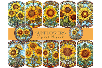 Sunflowers Stained Glass Clipart