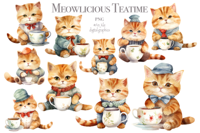 Kittens with tea cups