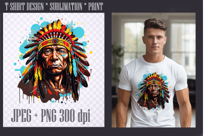 American Indian Man design, transparent PNG/JPEG 300dpi