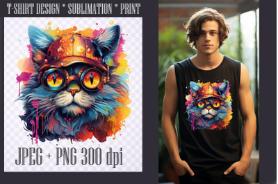 Steampunk cat design, transparent PNG/JPEG 300dpi