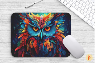 Mouse Pad Beautiful Colorful Owl