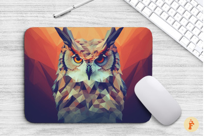 Mouse Pad Owl Portrait Polygon Style