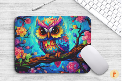 Mouse Pad Chibi Owl On A Branch