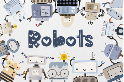 Set of cartoon robots