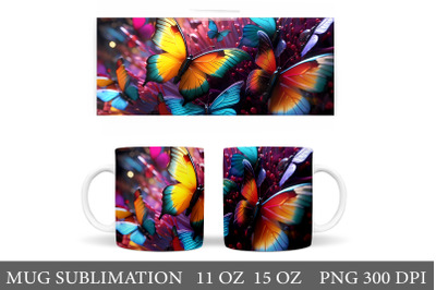 3D Butterflies Mug Sublimation. 3D Butterflies Mug Wrap