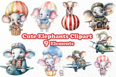 Watercolor Elephants clipart Flying Elephants Png