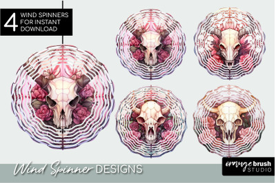 Halloween Wind Spinner Sublimation: Stained Glass  Cow Skull