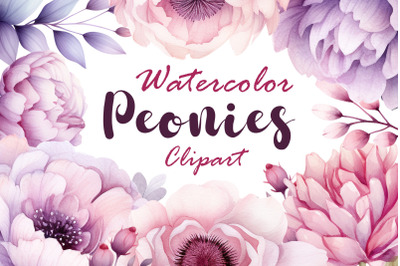 Peonies Watercolor Clipart