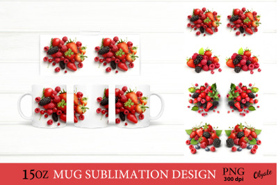 Strawberry Mug Sublimation. Berry Mug Wrap PNG