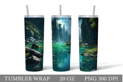 3D River Tumbler. Nature Tumbler. 3D Mountains Tumbler