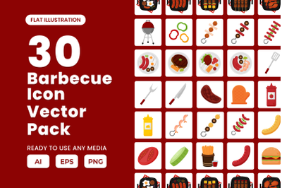 Barbecue 2D Icon Illustration Set
