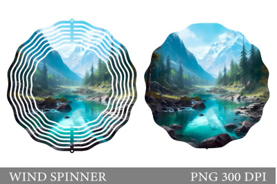 3D River Wind Spinner. 3D Mountains Spinner Sublimation