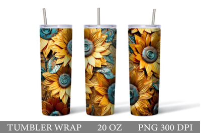 3D Sunflower Tumbler Sublimation. Sunflower Tumbler Design