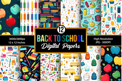 Back-to-School Seamless Pattern Digital Papers