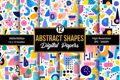 Colorful Abstract Shapes Seamless Pattern Digital Papers