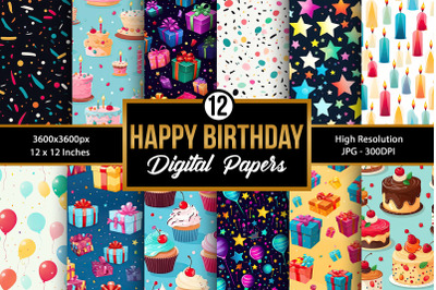 Happy Birthday Seamless Pattern Digital Papers