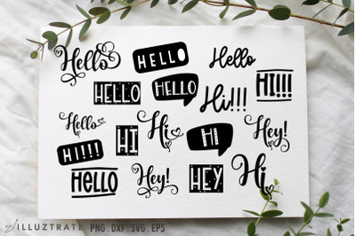 Hello SVG Cut Files | Hi SVG | Hey SVG | Greeting Cards SVG
