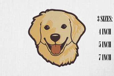 Cute Golden Retriever Embroidery Design