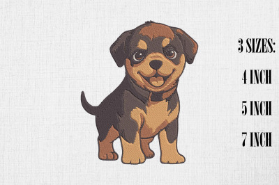 Cute Rottweiler Embroidery Design