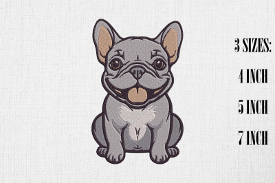 Cute French Bulldog Embroidery Design