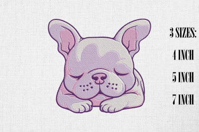 Lazy French Bulldog Embroidery Design